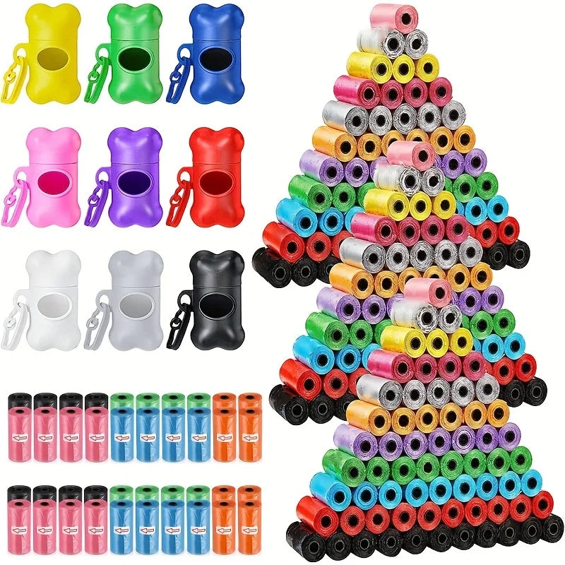 the COLORFUL POOP BAGS - 1200PCS Random Color Cartoon Paw Graphic Dog Poop Bags, Pet Poop Bags, Leak-Proof Dog Waste Bags for Pet Supplies