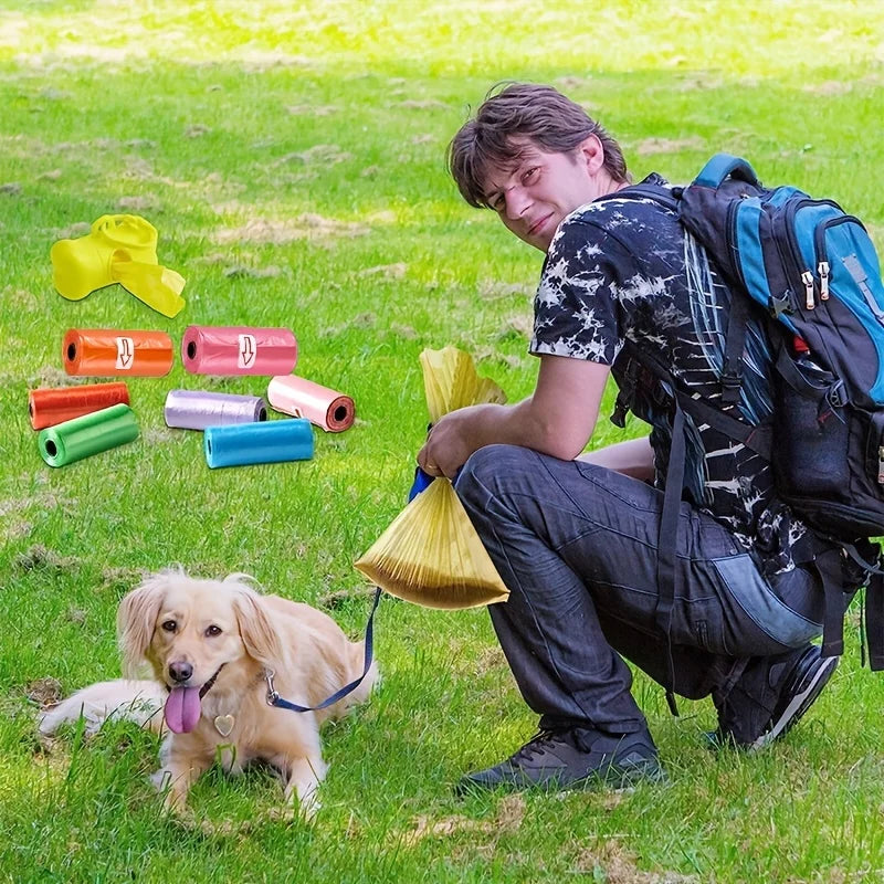 the COLORFUL POOP BAGS - 1200PCS Random Color Cartoon Paw Graphic Dog Poop Bags, Pet Poop Bags, Leak-Proof Dog Waste Bags for Pet Supplies