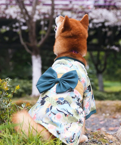 Pet Japanese Kimono Cat Dog Cosplay Coat Crane Cherry Blossom Pattern Pet Jacket Christmas Easter Dresses Chihuahua Pet Clothes