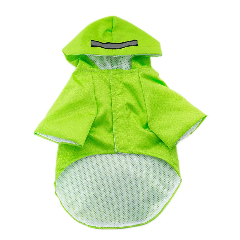 the NEON DOGGY - S-XL Creativity Pets Clothes, Hooded Raincoats Reflective Strip Dogs Raincoats, Waterproof Outdoor Breathable Net Yarn Jackets