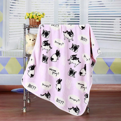 100x75cm Warm Pet Beds Cover Mat Thickened Coral Fleece Dog Blanket Soft BullDog Printed Quilt  Pet Sleeping Blanket Pet Mat