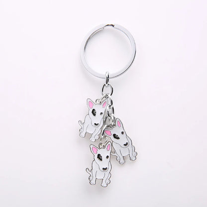 Cartoon Bichon Frise Dog Keychain Cute Animal Key Chain car Keyring Women Bag pendant Jewelry For Women