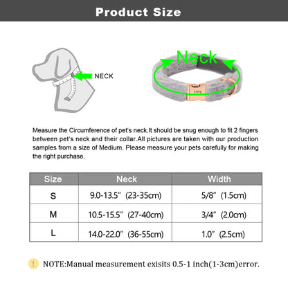 the PERSONALIZED PAW PLUSH COLLAR - Soft Personalized Dog Collar, Winter Warm Fur Customized Pet ID Tag Collars for Small/Medium/Large Dogs, French Bulldog, Chihuahua