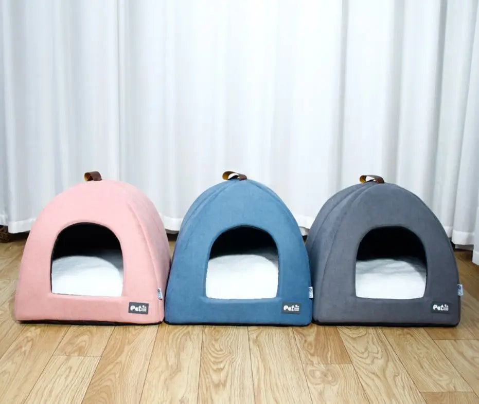 Dog Bed Yurts Semi-closed Autumn/Winter Warm Cat Pet Kennel Mats Pet Tents For Small Dogs Cats Puppies