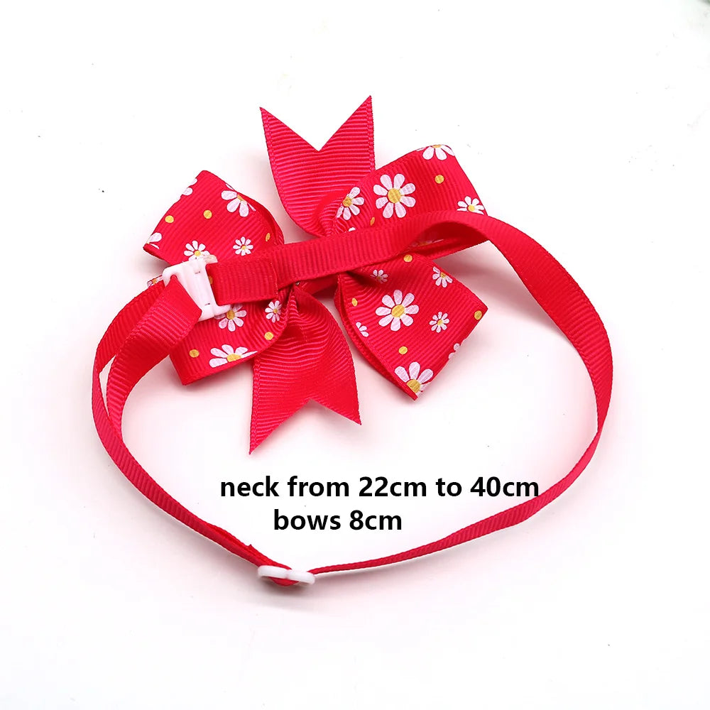 the FLOWER DOGGY BOWTIE - 10PCS Pet Dog Bow Tie, Necktie Spring Flower Bowknot, Cat/Dog Bowties, Necktie Adjustable Dog Collar, Pet Grooming Dog Accessories