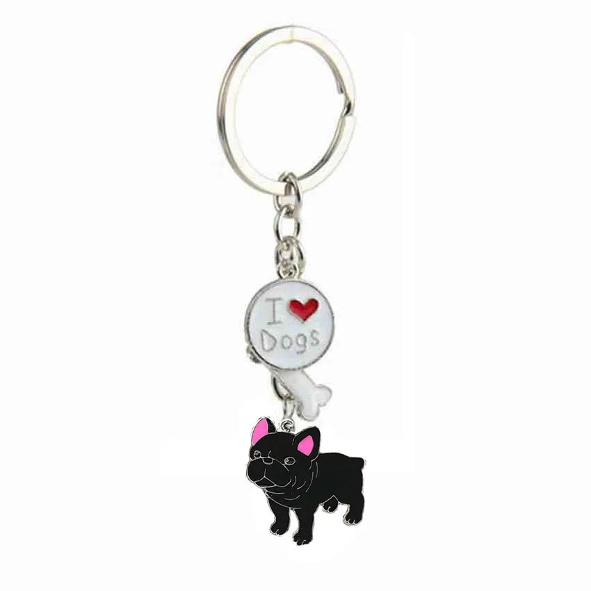 Jewelry French Bulldog Keychain Key Rings For Women Men Metal Pet Dog Pendant Bag Charm Car Key Chains lovely Keyring gifts