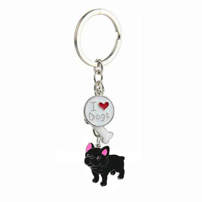 Jewelry French Bulldog Keychain Key Rings For Women Men Metal Pet Dog Pendant Bag Charm Car Key Chains lovely Keyring gifts
