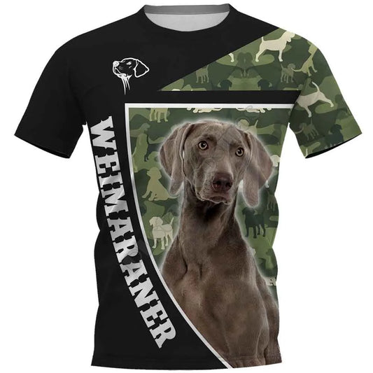 the SERGEANT CANINE - Weimaraner 3D Printed T-Shirts for Women/Men, Summer Casual Tees Short Sleeve T-shirts Funny Animals Short Sleeve