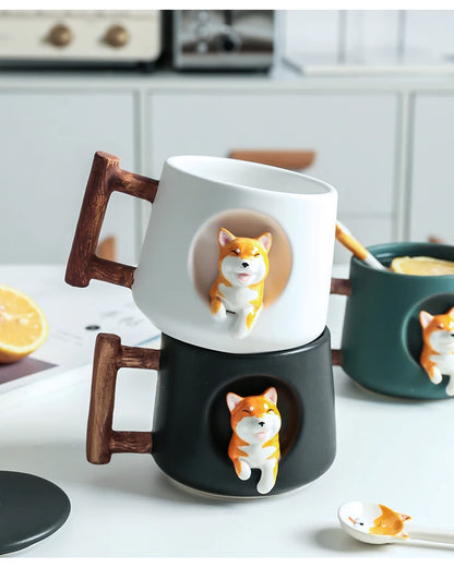 INS Shiba Inu Akita DOG 420ML COFFEE TEA MUGS TEA CUP NORTH EUROPE STYLE FASHION DESIGN