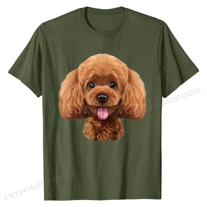the POODLE FACE - Playful Toy Poodle Face, Funny Dog T-Shirt, Cotton Unique Tops & Tees