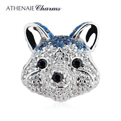 ATHENAIE 925 Sterling Silver Corgi Pet Charms Mixed CZ Yellow Cute Akita Puppy Dog Animal Charms Beads for Bracelet Jewerly
