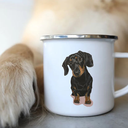 I Love Dachshunds Dog Enamel Coffee Mugs Camping Picnic Bonfire Party Beer Drink Juice Cola Cups Outdoor Travel Cocoa Water Mug
