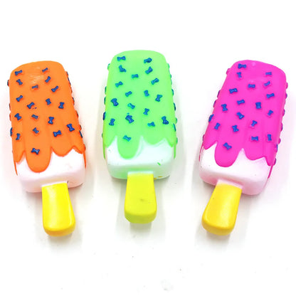 Cleaning Teeth Dog Chewing Toy Ice Cream Squeak Rubber Pet Dog Puppy Playing Pet Toy for Dogs Squeaker Dogs Squeaky Sound Toys