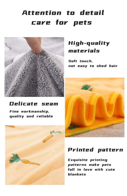 Soft flannel pet dog blanket cartoon print cat and dog bed sheet warm and comfortable pet blanket universal warm pet supplies