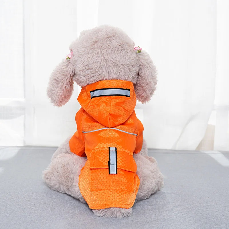 the NEON DOGGY - S-XL Creativity Pets Clothes, Hooded Raincoats Reflective Strip Dogs Raincoats, Waterproof Outdoor Breathable Net Yarn Jackets