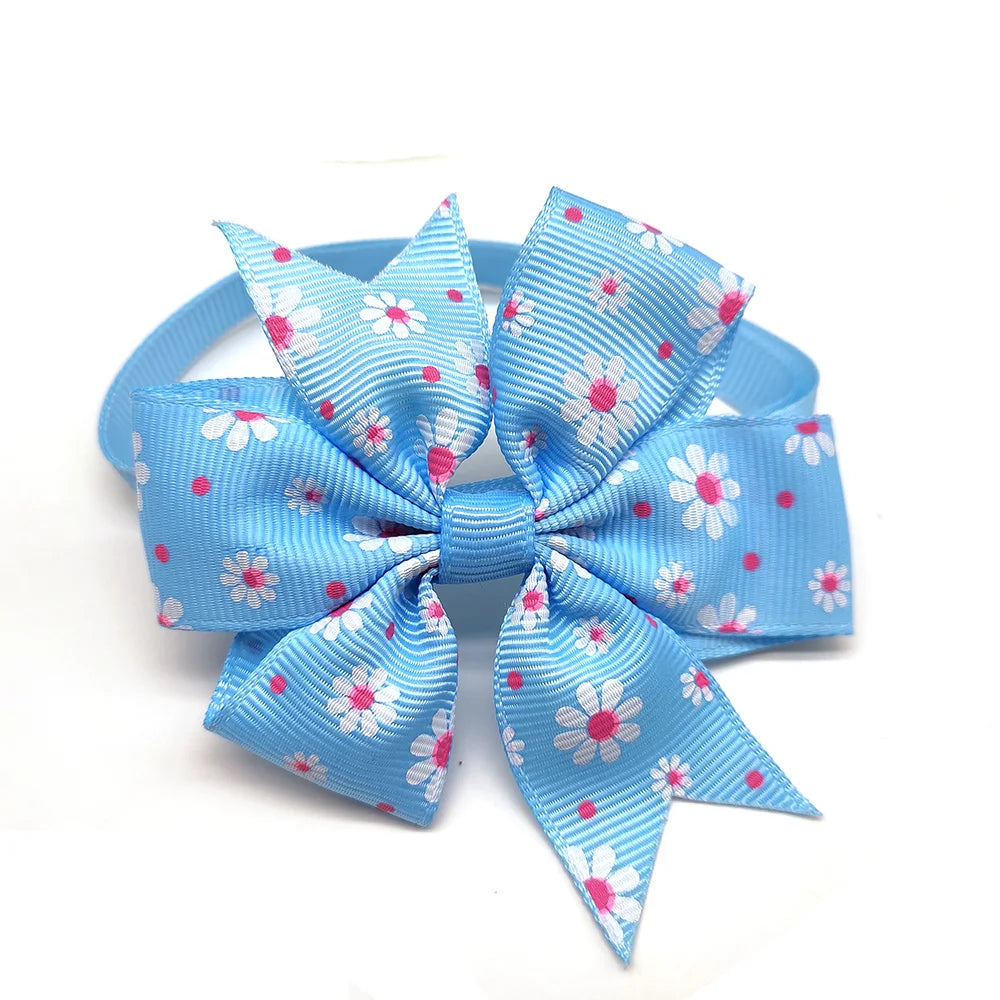 the FLOWER DOGGY BOWTIE - 10PCS Pet Dog Bow Tie, Necktie Spring Flower Bowknot, Cat/Dog Bowties, Necktie Adjustable Dog Collar, Pet Grooming Dog Accessories
