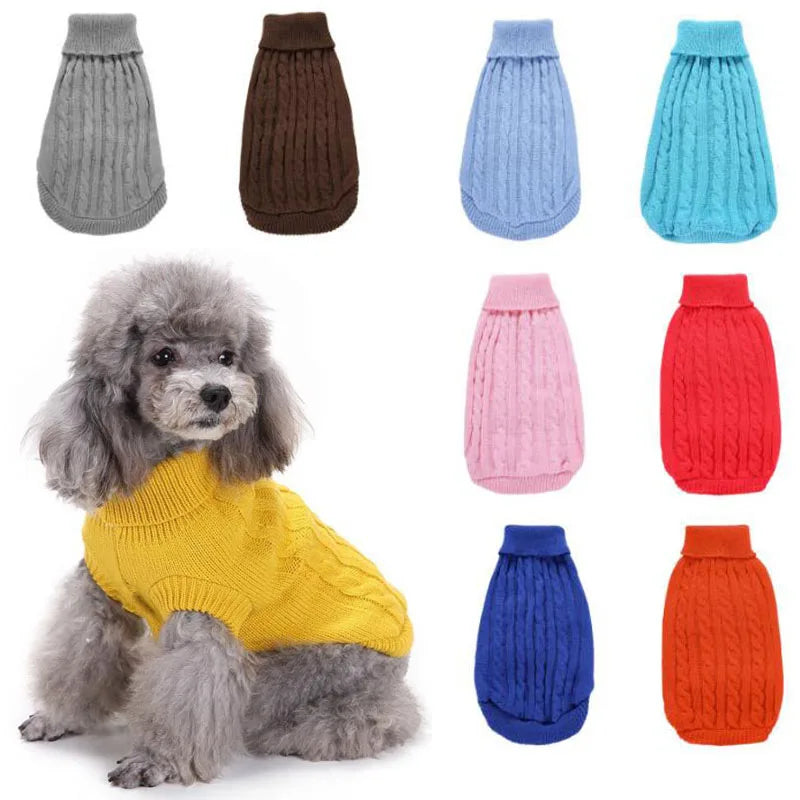 Winter Dog Sweater for Small Large Dogs Solid Candy Color Dog Clothes Puppy Cat Vest Chihuahua French Bulldog Outfits Costume