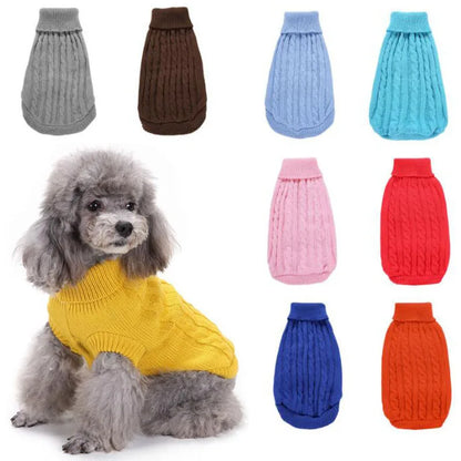 Winter Dog Sweater for Small Large Dogs Solid Candy Color Dog Clothes Puppy Cat Vest Chihuahua French Bulldog Outfits Costume