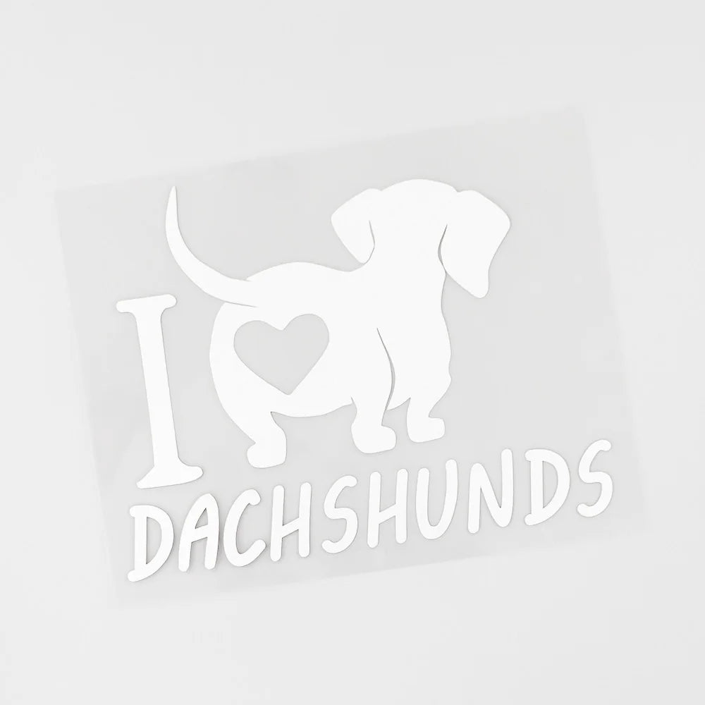 14.8CMX11.5CM Fun I love Dachshunds Vinyl Animal Car Sticker Decal Black/Silver for Dodge sticker