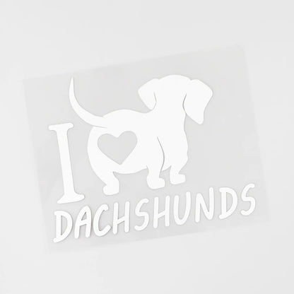 14.8CMX11.5CM Fun I love Dachshunds Vinyl Animal Car Sticker Decal Black/Silver for Dodge sticker
