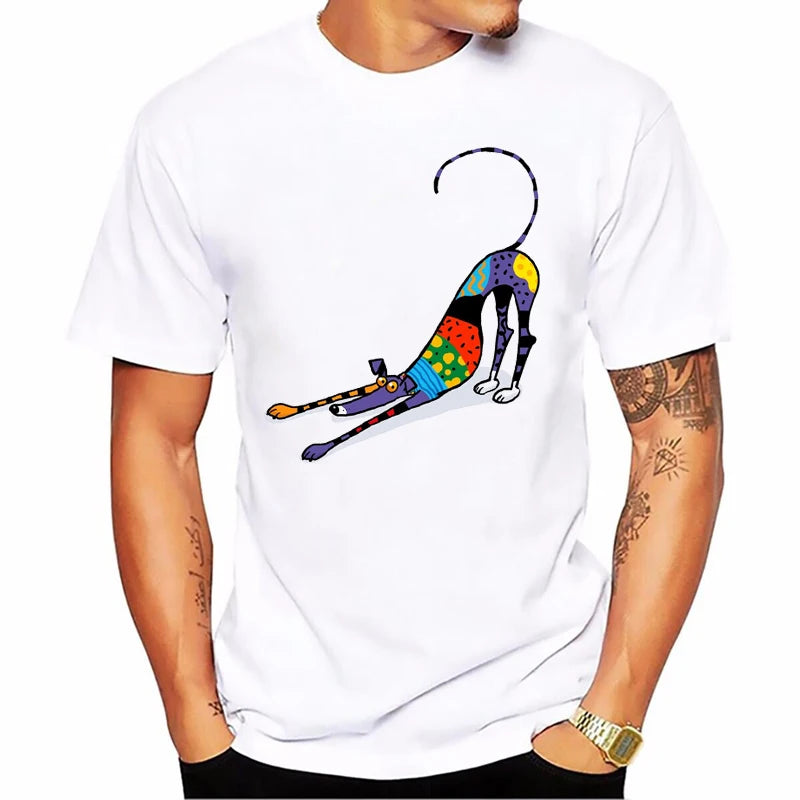 the BRINDLE - Brindle Greyhound Animal Print T-Shirt, Men Dog Lovers Funny T-Shirts, Homme Harajuku Shirt Summer Tops, White T-Shirt Streetwear