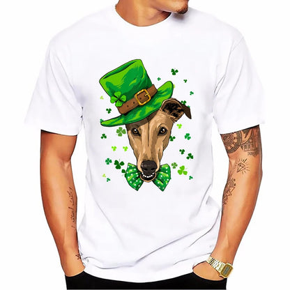 the BRINDLE - Brindle Greyhound Animal Print T-Shirt, Men Dog Lovers Funny T-Shirts, Homme Harajuku Shirt Summer Tops, White T-Shirt Streetwear