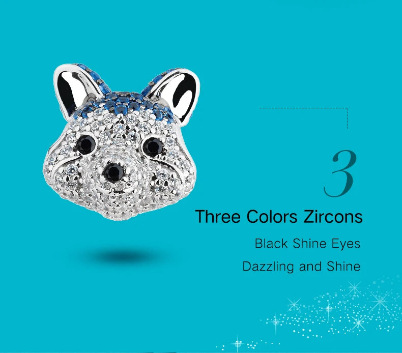 ATHENAIE 925 Sterling Silver Corgi Pet Charms Mixed CZ Yellow Cute Akita Puppy Dog Animal Charms Beads for Bracelet Jewerly