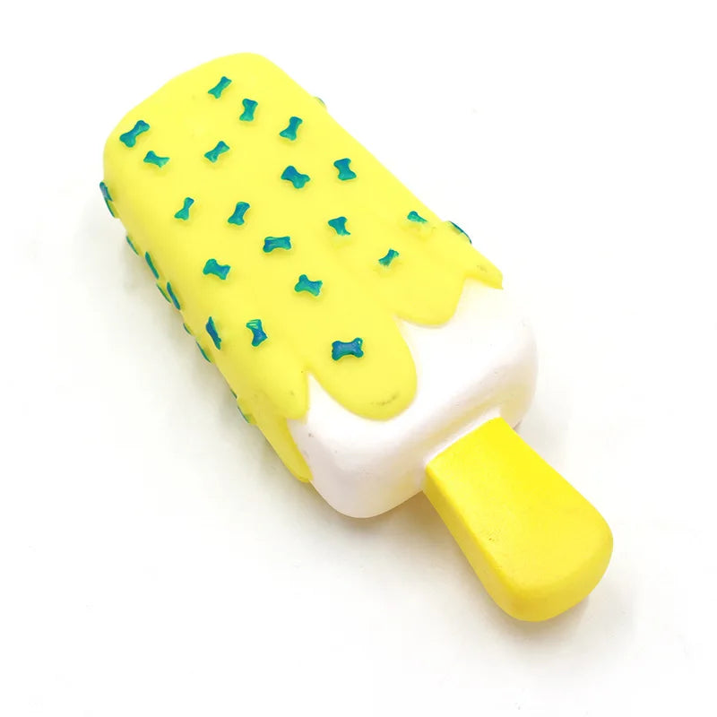 Cleaning Teeth Dog Chewing Toy Ice Cream Squeak Rubber Pet Dog Puppy Playing Pet Toy for Dogs Squeaker Dogs Squeaky Sound Toys