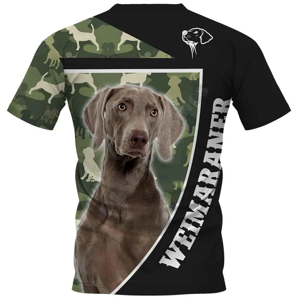 the SERGEANT CANINE - Weimaraner 3D Printed T-Shirts for Women/Men, Summer Casual Tees Short Sleeve T-shirts Funny Animals Short Sleeve