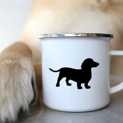 I Love Dachshunds Dog Enamel Coffee Mugs Camping Picnic Bonfire Party Beer Drink Juice Cola Cups Outdoor Travel Cocoa Water Mug