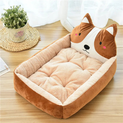 Cute Animal Shape Dog Beds for Large Medium Small Dogs Winter Warm Bed for Dogs Accessories House Kennel Plush Sofa Anti-stress