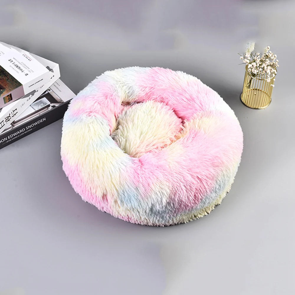 Super Soft Pet Bed Kennel Dog Round Cat Winter Warm Sleeping Bag Long Plush Large Puppy Cushion