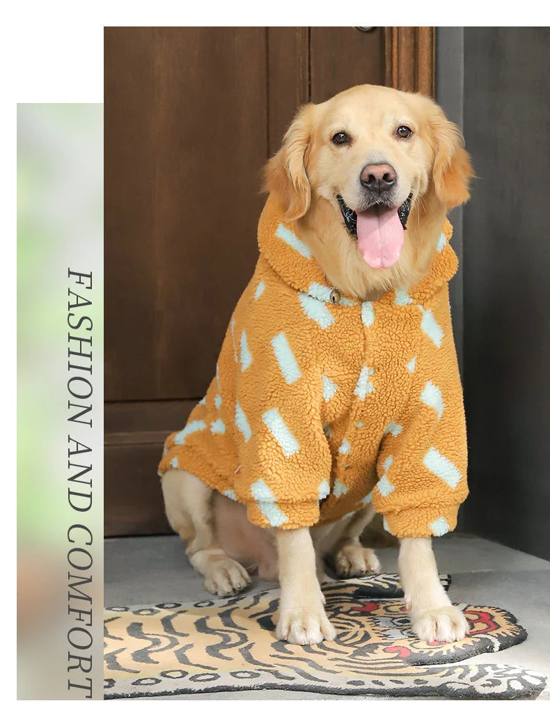 the BIG BEAR WOOL JACKET - HOOPET 3XL-7XL Winter Thick Big Dog Clothes, Lamb's Wool Jacket for Medium/Large Dogs, Windproof Coat, Pet Accessories
