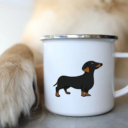 I Love Dachshunds Dog Enamel Coffee Mugs Camping Picnic Bonfire Party Beer Drink Juice Cola Cups Outdoor Travel Cocoa Water Mug