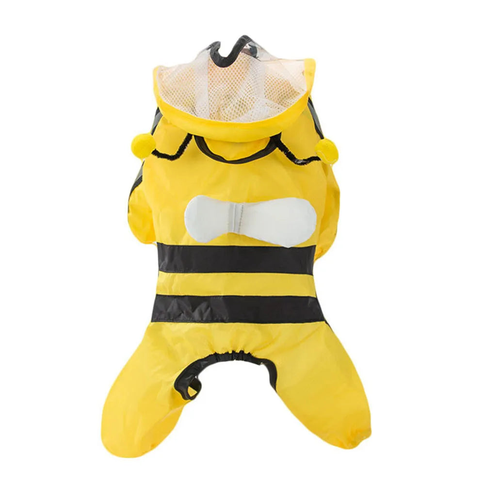the CUTESY COSTUME - Waterproof Puppy Dog Raincoats, Rain Jacket with Hood for Small/Medium Dogs, Poncho with Reflective Strap, Honeybee Bear Dinosaur Dog Costumes