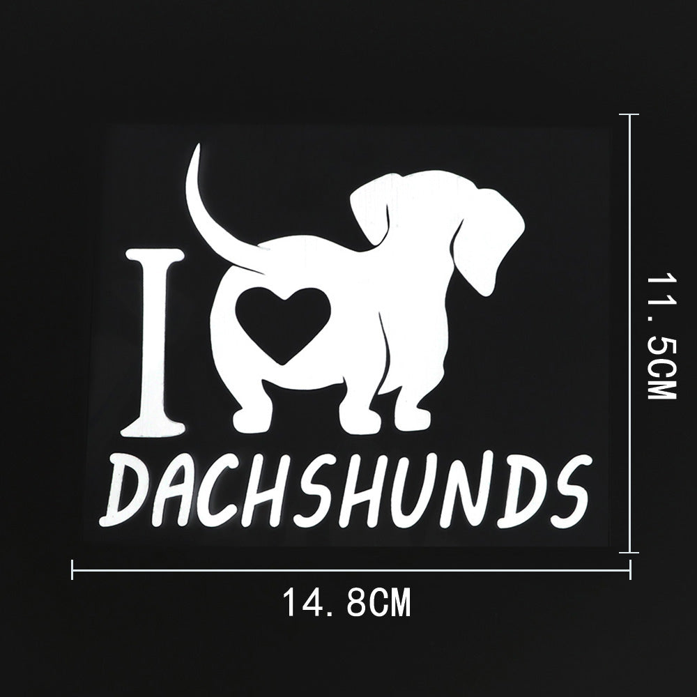 14.8CMX11.5CM Fun I love Dachshunds Vinyl Animal Car Sticker Decal Black/Silver for Dodge sticker