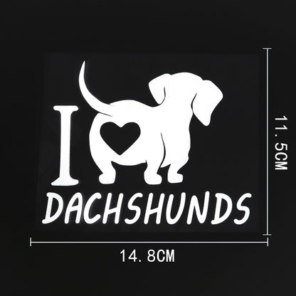 14.8CMX11.5CM Fun I love Dachshunds Vinyl Animal Car Sticker Decal Black/Silver for Dodge sticker