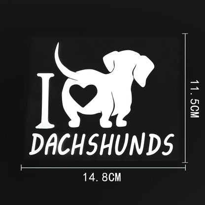 14.8CMX11.5CM Fun I love Dachshunds Vinyl Animal Car Sticker Decal Black/Silver for Dodge sticker