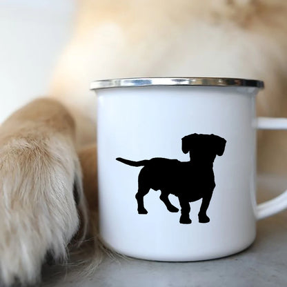 I Love Dachshunds Dog Enamel Coffee Mugs Camping Picnic Bonfire Party Beer Drink Juice Cola Cups Outdoor Travel Cocoa Water Mug
