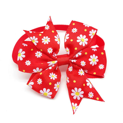 the FLOWER DOGGY BOWTIE - 10PCS Pet Dog Bow Tie, Necktie Spring Flower Bowknot, Cat/Dog Bowties, Necktie Adjustable Dog Collar, Pet Grooming Dog Accessories