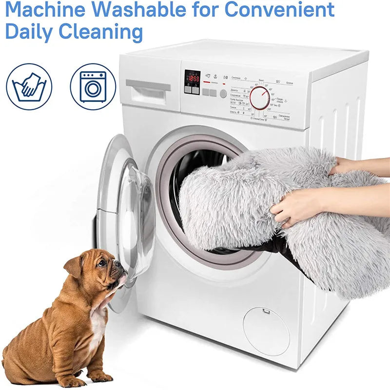 Luxury Dog Bed Square Dog Beds Long Plush Dog Mat Beds for Small Medium Large Dogs Supplies Pet Dog Calming Bed Washable Kennel