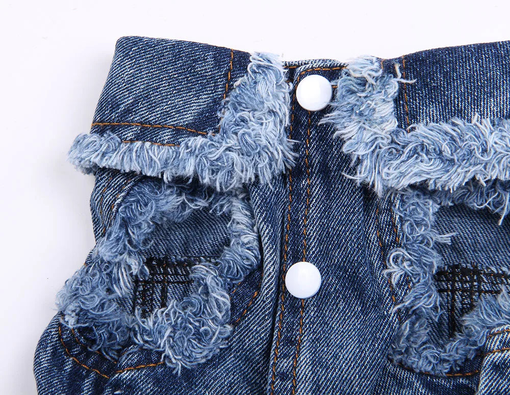 Dog Jeans Jacket Cute Casual Blue Denim Coat Vest Pet Puppy Clothes Apparel 6 Sizes 2 Colours