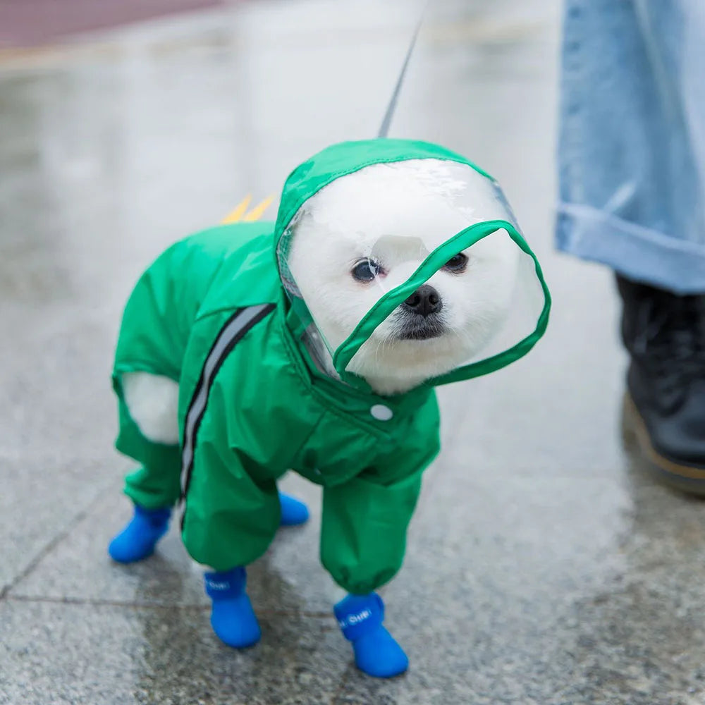 the CUTESY COSTUME - Waterproof Puppy Dog Raincoats, Rain Jacket with Hood for Small/Medium Dogs, Poncho with Reflective Strap, Honeybee Bear Dinosaur Dog Costumes
