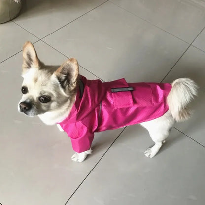 the NEON DOGGY - S-XL Creativity Pets Clothes, Hooded Raincoats Reflective Strip Dogs Raincoats, Waterproof Outdoor Breathable Net Yarn Jackets