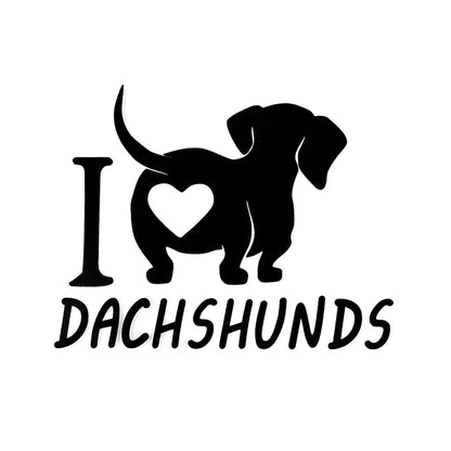 14.8CMX11.5CM Fun I love Dachshunds Vinyl Animal Car Sticker Decal Black/Silver for Dodge sticker