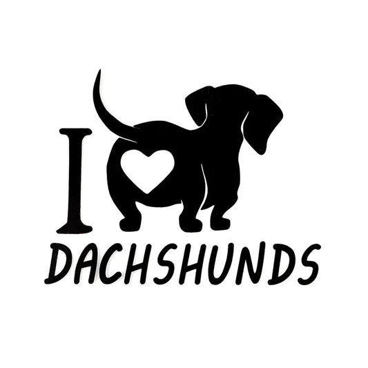 14.8CMX11.5CM Fun I love Dachshunds Vinyl Animal Car Sticker Decal Black/Silver for Dodge sticker