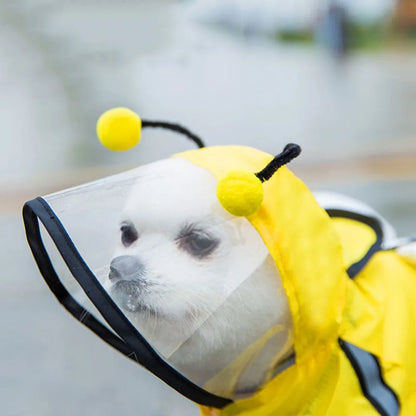 the CUTESY COSTUME - Waterproof Puppy Dog Raincoats, Rain Jacket with Hood for Small/Medium Dogs, Poncho with Reflective Strap, Honeybee Bear Dinosaur Dog Costumes