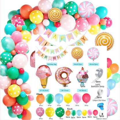 Candy Pink Theme Disposable party tableware Pastel Balloon Garland Kit Arch Baby Shower Party Supplies Girl Birthday DIY Decor