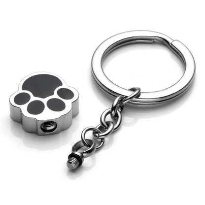 Pet Paw Print Urn Memorial keychain Wholesale Stainless Steel Key ring Memorial Keepsake Ashes Jewelry