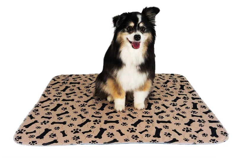 ZK20 Reusable Pet Urine Pad Washable Dog Cat Diaper Mat 3 Layer Absorbent Dogs Diapers Pads Bone Paw Print For Sofa Bed Floor